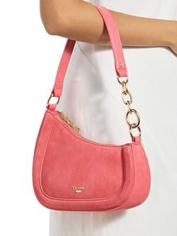 Dune London Direction Asymmetric Chain Detail Suede Shoulder Bag - view 2, Pink
