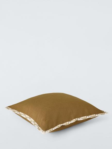 John Lewis Embroidered Border Cushion - view 2, Green