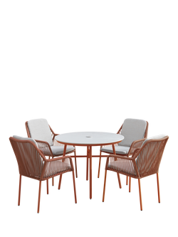 LG Outdoor Malibu 4-Seater Round Garden Dining Table & Chairs Set, Terracotta