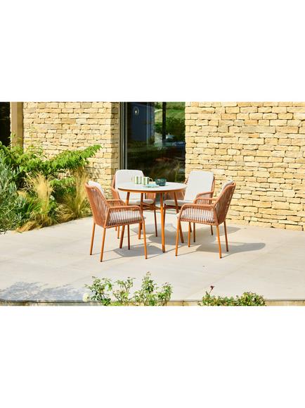 LG Outdoor Malibu 4-Seater Round Garden Dining Table & Chairs Set - view 2, Terracotta