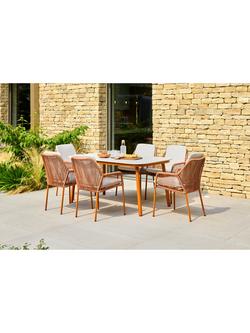 LG Outdoor Malibu 6-Seater Rectangular Garden Dining Table & Chairs Set - view 2, Terracotta