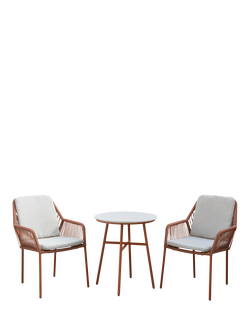 LG Outdoor Malibu 2-Seater Round Garden Bistro Table & Chairs Set, Terracotta
