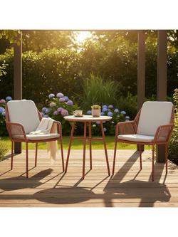 LG Outdoor Malibu 2-Seater Round Garden Bistro Table & Chairs Set - view 2, Terracotta