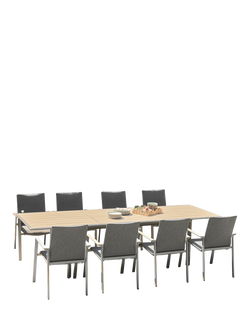 LG Outdoor Sanctuary 8-Seater Extending Garden Dining Table & Chairs Set, Birch, 