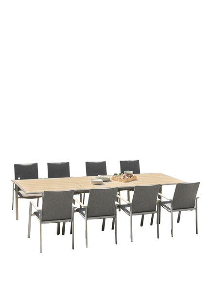 LG Outdoor Sanctuary 8-Seater Extending Garden Dining Table & Chairs Set, Birch, Birch Grey