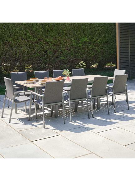 LG Outdoor Sanctuary 8-Seater Extending Garden Dining Table & Chairs Set, Birch - view 2, Birch Grey