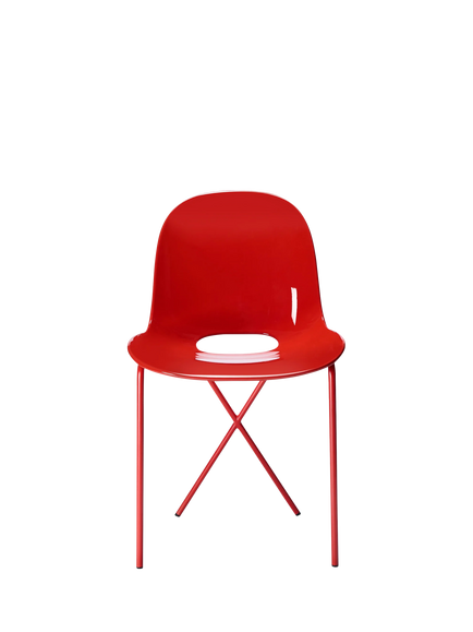 The Conran Shop Cross Leg Gloss Side Chair, Rosso, Gloss Rosso