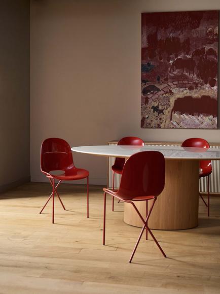 The Conran Shop Cross Leg Gloss Side Chair, Rosso - view 2, Gloss Rosso