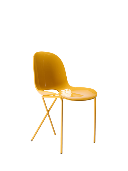 The Conran Shop Cross Leg Gloss Side Chair, Saffron, Gloss Saffron