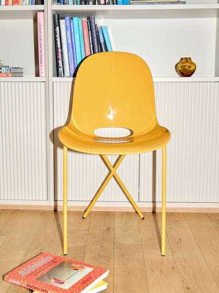 The Conran Shop Cross Leg Gloss Side Chair, Saffron - view 2, Gloss Saffron