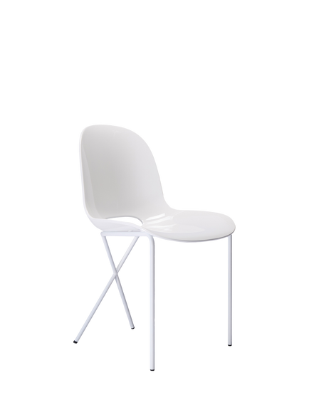The Conran Shop Cross Leg Gloss Side Chair, White, Gloss White