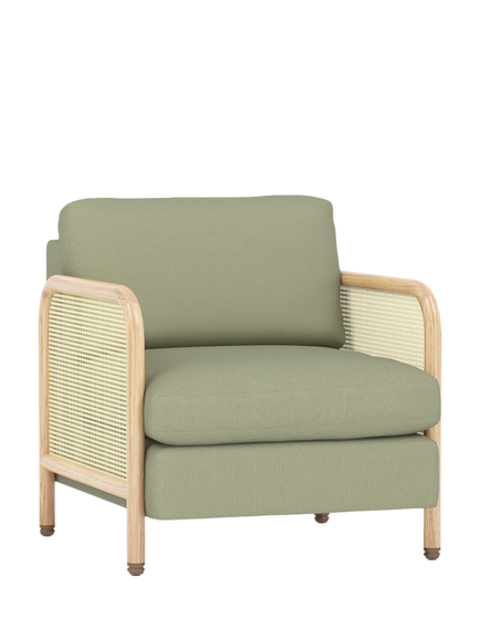 The Conran Shop Tamilla Rattan Panel Armchair, Oak/Sage, Oak / Oatmeal