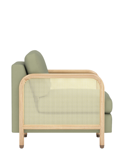 The Conran Shop Tamilla Rattan Panel Armchair, Oak/Sage - view 2, Oak / Oatmeal