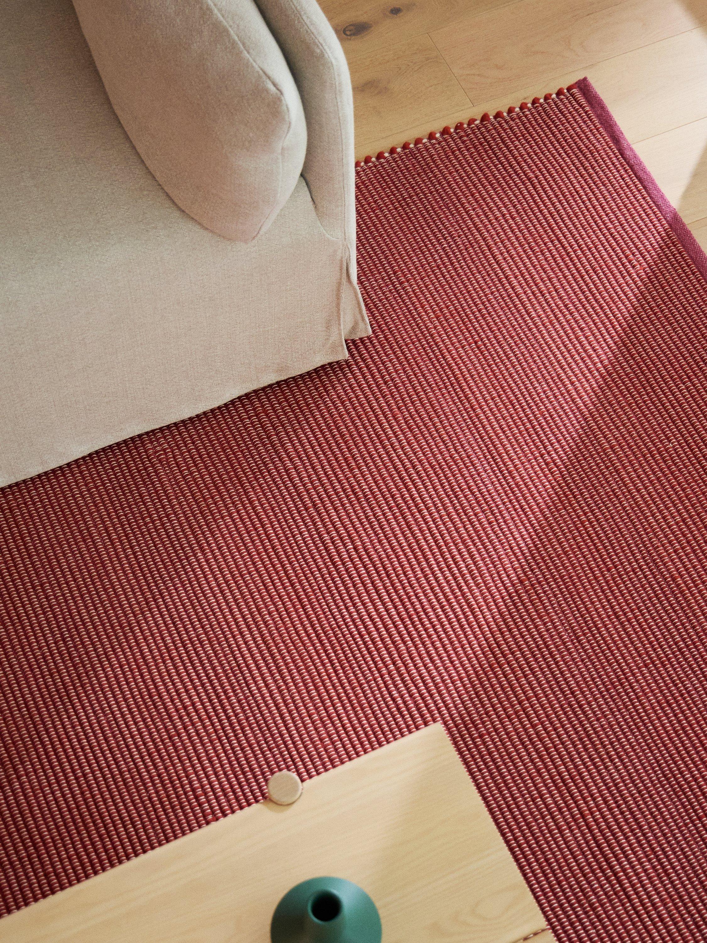 The Conran Shop Marlon Hand Woven Wool Rich Rug, Crimson, L300 x W200 cm