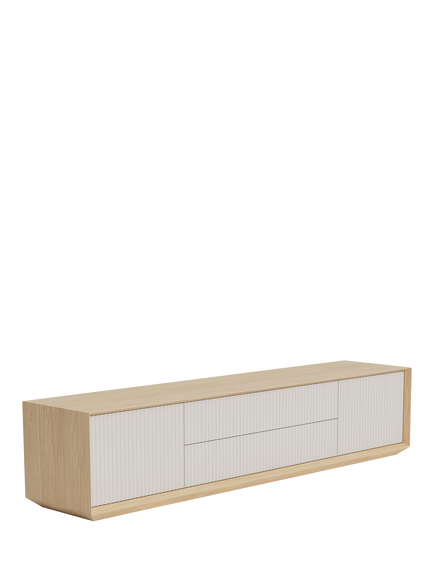 The Conran Shop Pillar Low Console Table, Oak/Stone, Oak / Stone