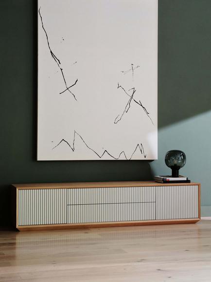 The Conran Shop Pillar Low Console Table, Oak/Stone - view 2, Oak / Stone