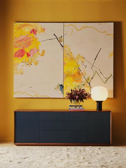 The Conran Shop Pillar Sideboard, Walnut/Navy - view 2, Walnut / Navy