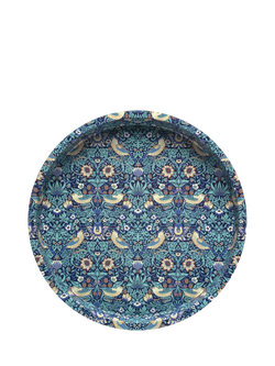 Arts & Crafts William Morris Strawberry Thief Deep Round Tray, Blue, Multi