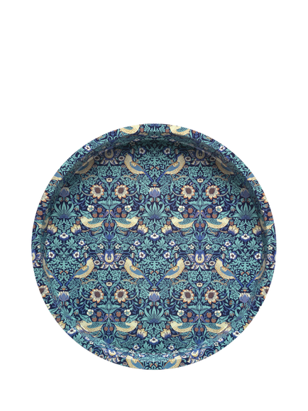 Arts & Crafts William Morris Strawberry Thief Deep Round Tray, Blue, Multi