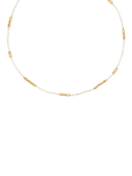 Astrid & Miyu Molten Pearl Necklace, Yellow Gold, Yellow Gold