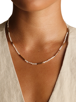 Astrid & Miyu Molten Pearl Necklace, Yellow Gold - view 2, Yellow Gold