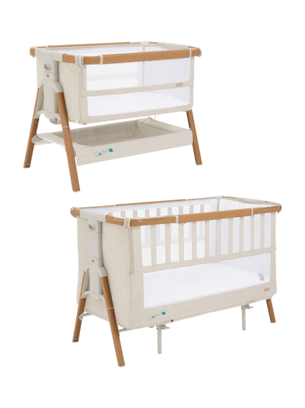Tutti Bambini CoZee XL Bedside Crib & Cot, Scandinavian Walnut/Ecru, Walnut/Ecru