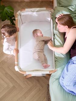 Tutti Bambini CoZee XL Bedside Crib & Cot, Scandinavian Walnut/Ecru - view 2, Walnut/Ecru