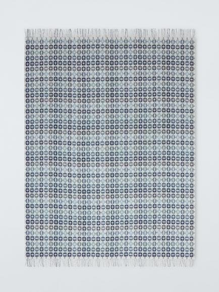 John Lewis Cable Check Shetland Wool Throw - view 2, Blue