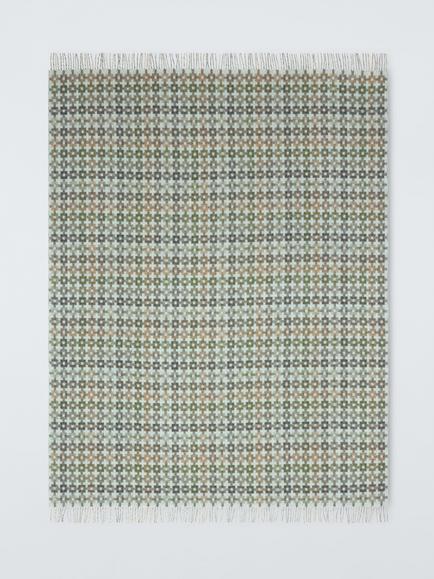 John Lewis Cable Check Shetland Wool Throw - view 2, Green