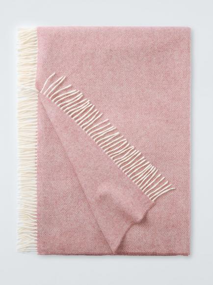 John Lewis Herringbone Shetland Lambswool Throw, Pink