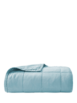 Christy Laundered Cotton Quilted Throw & Cushion Set, Chalk Blue