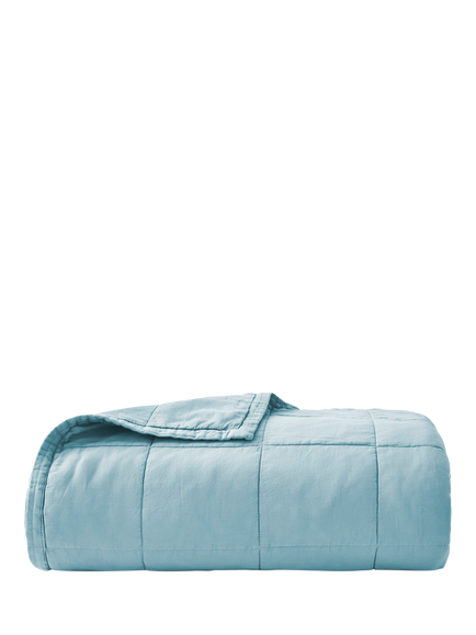 Christy Laundered Cotton Quilted Throw, Chalk Blue