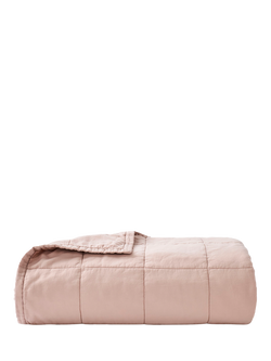 Christy Laundered Cotton Quilted Throw & Cushion Set, Pink