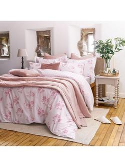 Christy Laundered Cotton Quilted Throw & Cushion Set - view 2, Pink