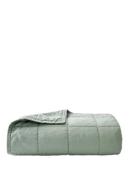 Christy Laundered Cotton Quilted Throw, Sage
