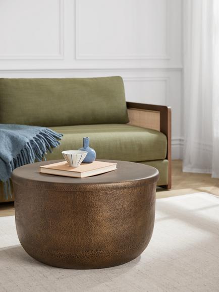 John Lewis Malwa Round Steel Coffee Table, Metallic Brass - view 2, Metallic Brass