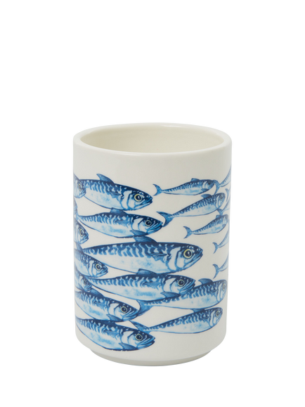 BlissHome Mackerel Ceramic Bathroom Tumbler, Blue, Blue