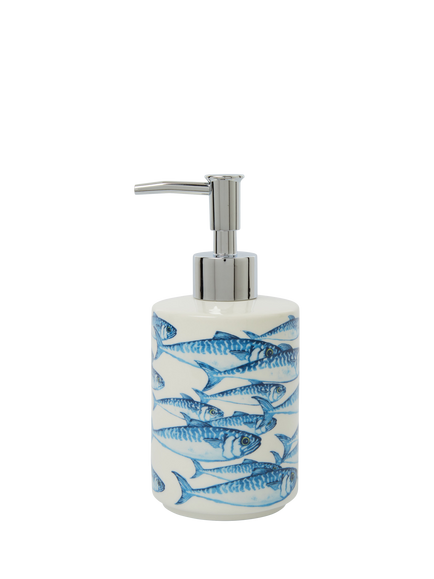 BlissHome Mackerel Ceramic Soap Dispenser, Blue, Blue