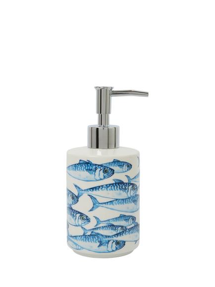 BlissHome Mackerel Ceramic Soap Dispenser, Blue - view 2, Blue