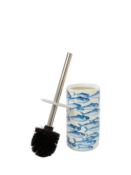 BlissHome Mackerel Ceramic Toilet Brush, Blue - view 2, Blue