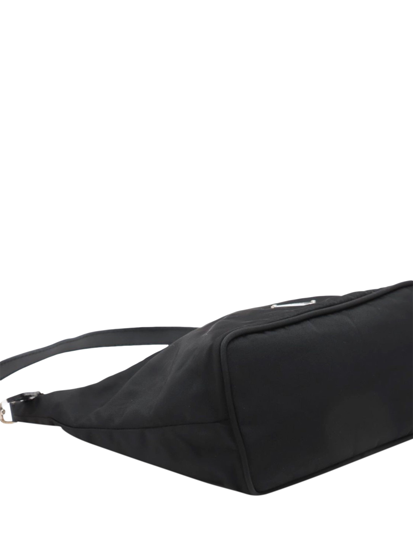 Product image 4 of 10, which shows Pre-loved Prada Nylon & Leather Shoulder Bag, Black