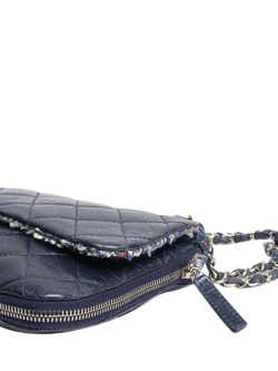 Pre-loved CHANEL 2014 Lambskin Leather & Tweed Shoulder Bag, Navy - view 2, Navy