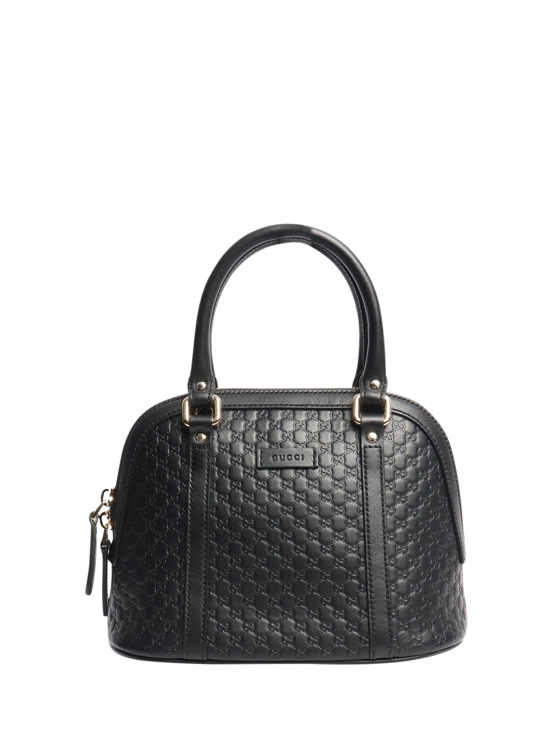 Product image 1 of 9, which shows Pre-loved GUCCI Micro Guccissima Leather 2-Way Bag, Black
