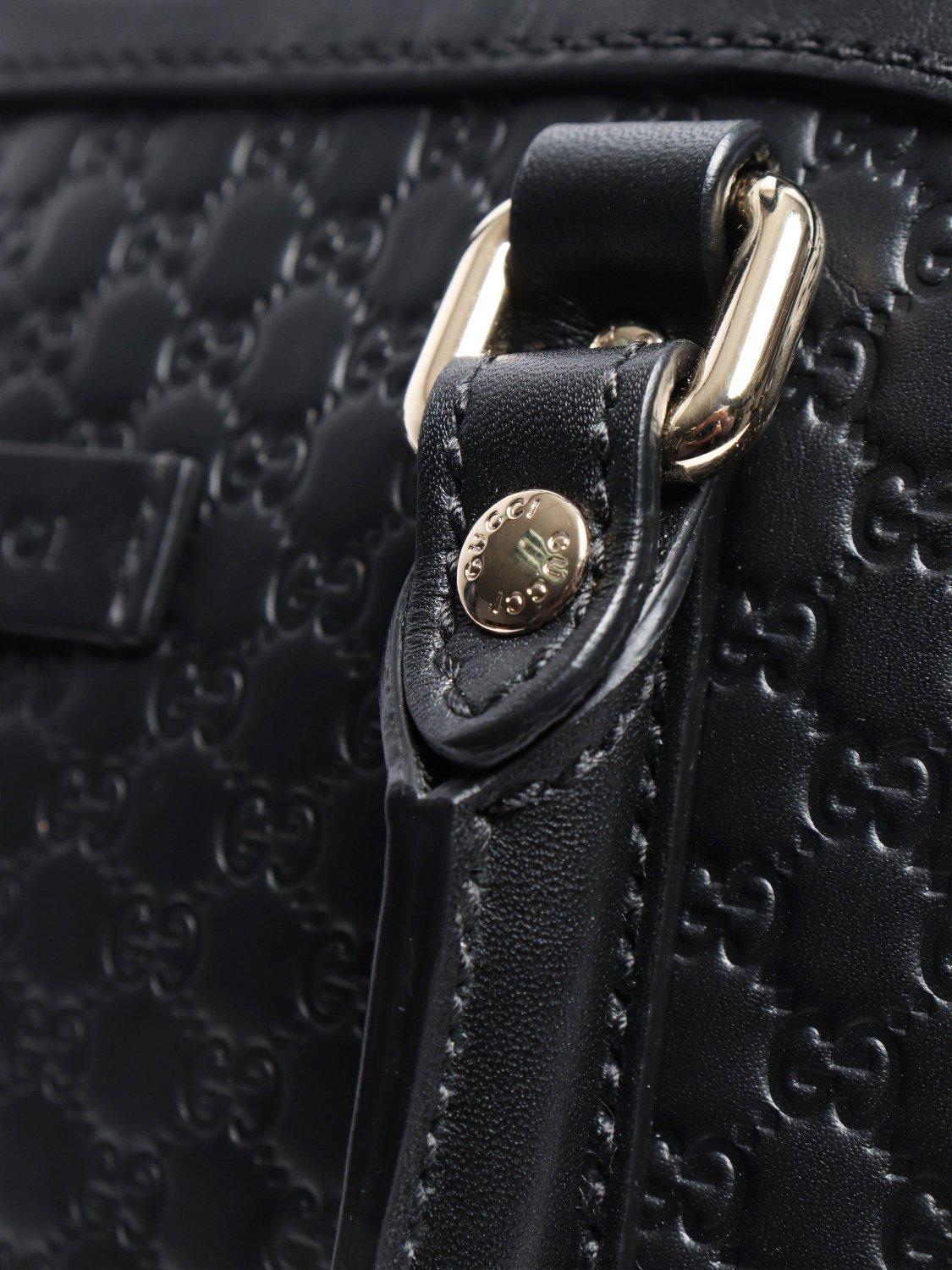 Product image 6 of 9, which shows Pre-loved GUCCI Micro Guccissima Leather 2-Way Bag, Black