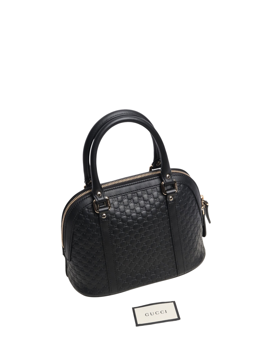 Product image 8 of 9, which shows Pre-loved GUCCI Micro Guccissima Leather 2-Way Bag, Black