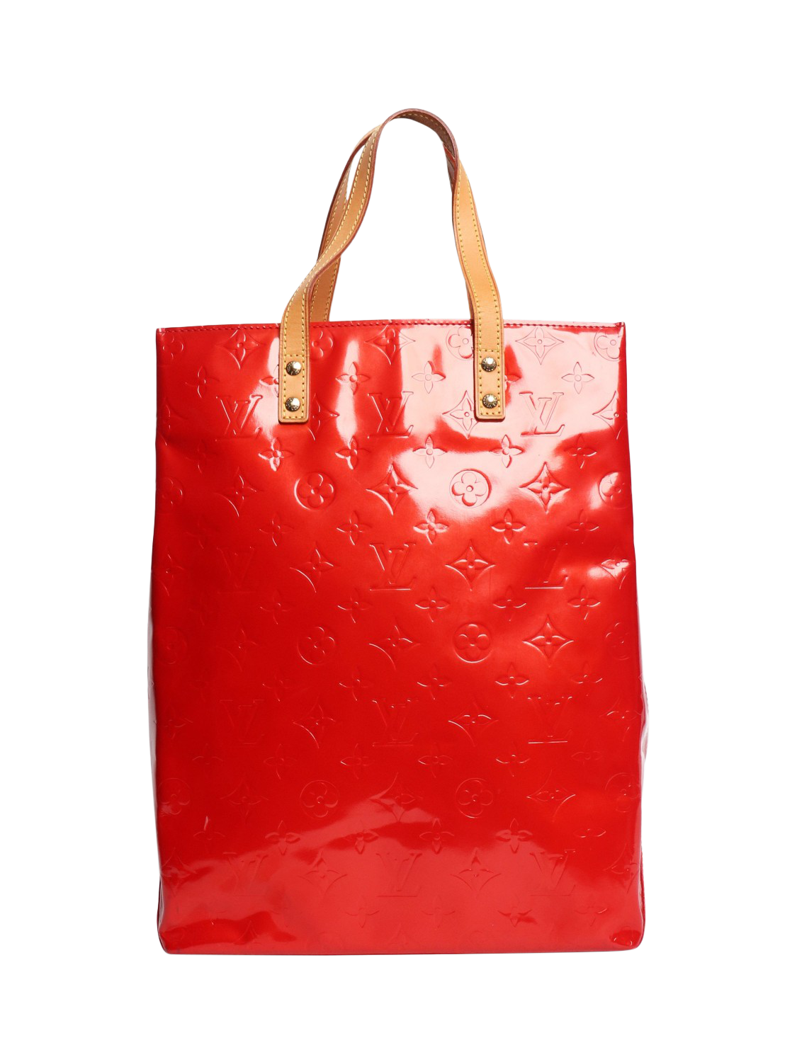 Product image 3 of 6, which shows Pre-loved Louis Vuitton 2001 Monogram Vernis Leather Tote Bag, Red
