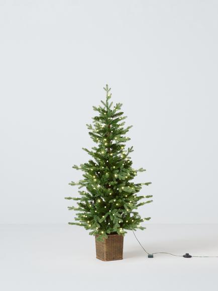 John Lewis Pre-lit Basket Tree, 4.5ft, Green