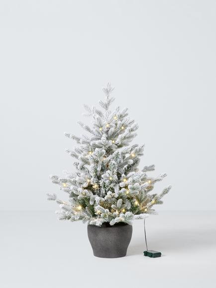 John Lewis Cotswold Snowy Pre-lit Battery Operated Christmas Tree, 3ft, White