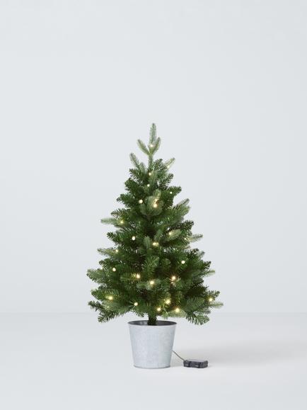 John Lewis Zinc Potted Pre-Lit Christmas Tree, 3ft, Green, Green