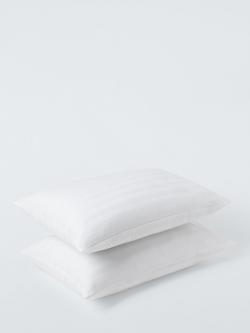 John Lewis Woven Stripe Standard Pillow Pair, Medium/Firm (4), White